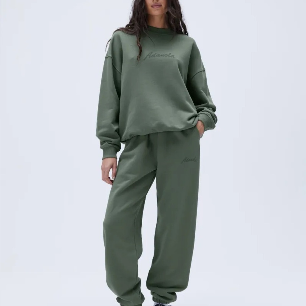 Adanola Freehand Oversized Sweatshirt - Khaki Green Sz XS organic cotton